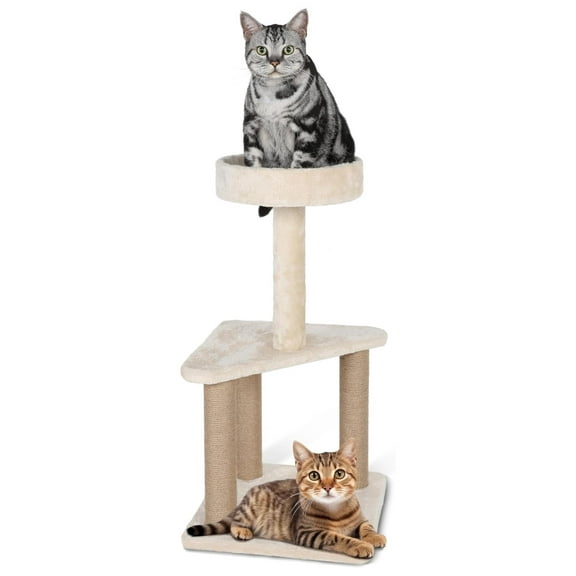 Cat Tree with Sisal Covered Scratching Post, 31.8 Inches Cat Tower with Plush Perchesfor Indoor Cats,15.7 x 31.8 Inches, Furniture Protect，Beige