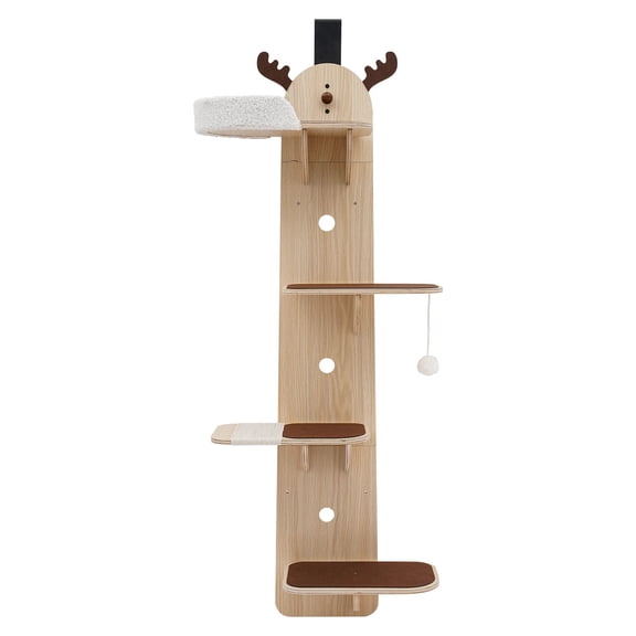 Cat Trees, Hanging Door Mounted Cat Climbing Frame 4 Layers with Scratching Board, Space-Saving Cat Perch Condo with Plush Toys for Indoor Cats, Easy Installation