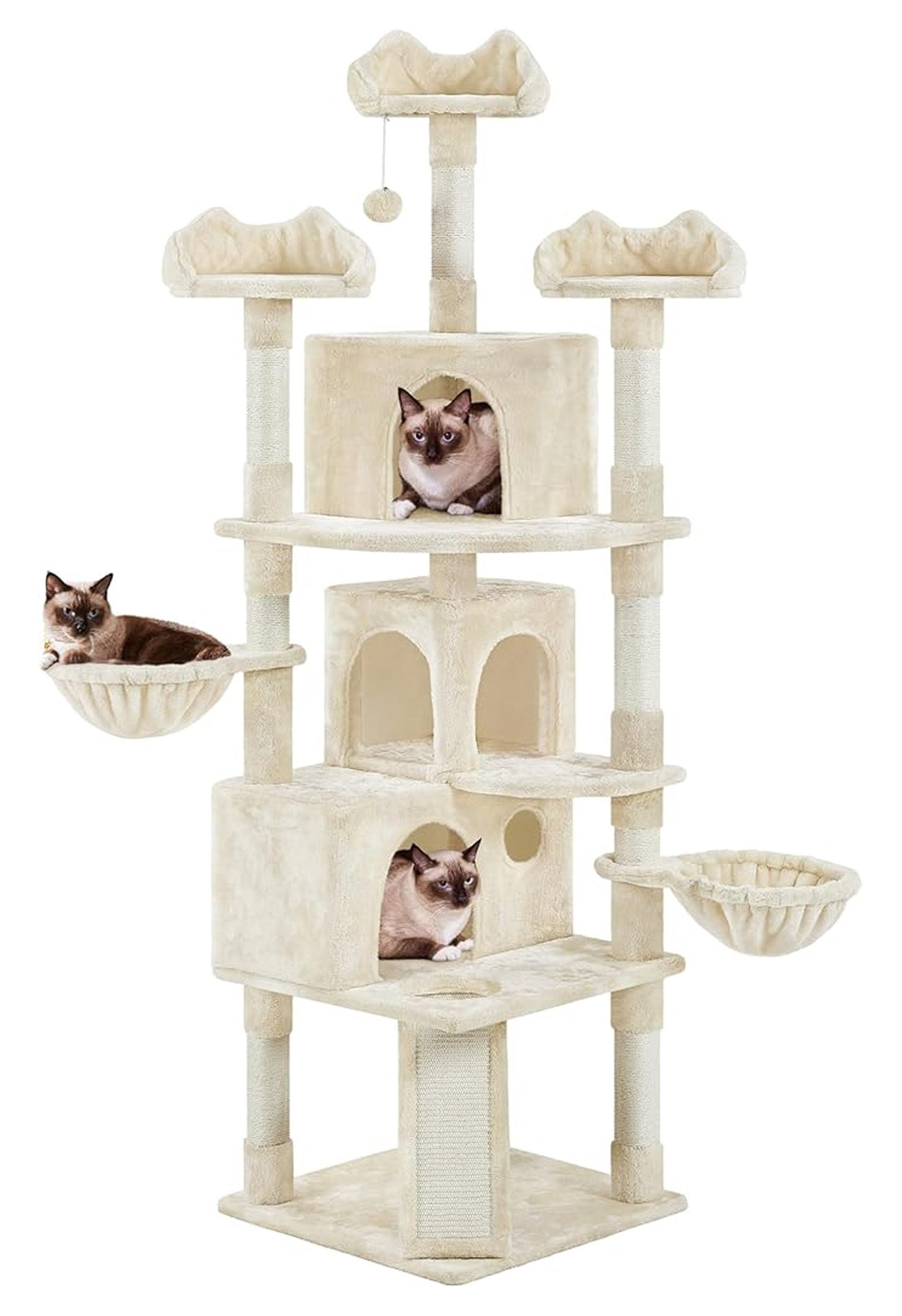 Cat Trees for Large Indoor Cats, 76.5'' Cat Tower with Perches & Condos