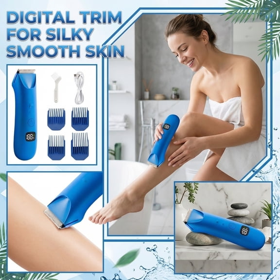 Cat Trimmer, Rabbit Grooming Kit, Rechargeable Cordless, Blue Lcd Display, 4 Position Guide Combs, Electric Brush, Usb Cable, Body Trimming