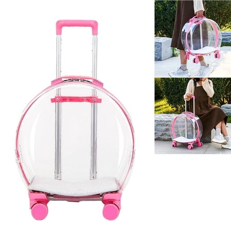 Cat Trolley Case, Space Carrier Bubble, Cat Travel Carrier for Cats, and Rabbits, for Traveling, Hiking, Walking - Pink