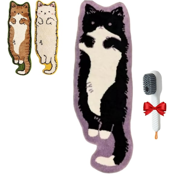 Cat Tufted Rug, Cat Shaped Rug, Cat Rug for Bedroom, Irregular Shaped Rug, Non-Slip Washable Cat Rug, Living Room Decoration (Little Black Cat, 19.68 * 62.99in)