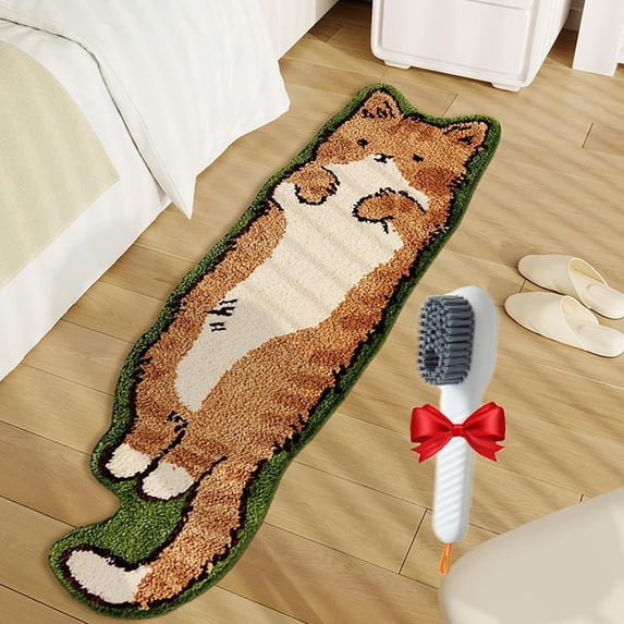 Cat Tufted Rug, Cat Shaped Rug, Cat Rug for Bedroom, Irregular Shaped Rug, Non-Slip Washable Cat Rug, Living Room Decoration (Little Brown Cat, 15.74 * 23.62in)