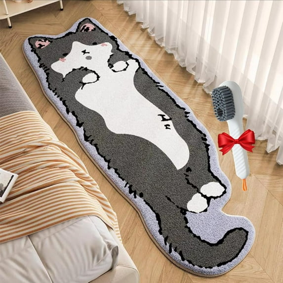 Cat Tufted Rug, Cat Shaped Rug, Cat Rug for Bedroom, Irregular Shaped Rug, Non-Slip Washable Cat Rug, Living Room Decoration (Little Gray Cat, 19.68 * 62.99in)
