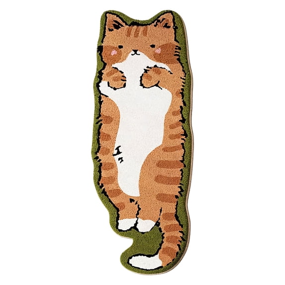 Cat Tufted Rug, Ngxiha 40X120Cm, Cat Shaped Rug, Irregular Shaped Rugs, Washable Absorbent Non-Slip Fun Animal-Shaped Cartoon Room Floor Mat, Soft Bedside Rugs for Bedroom, Cats Doormat