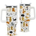thumbnail image 1 of 40oz Cat Tumbler with Handle and Straw - Insulated Stainless Steel Travel Mug, Cute Funny Cat Design Water Bottle - Gift for Cat Lovers, 1 of 6