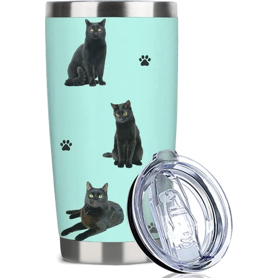 Cat Tumbler Stainless Steel Insulated Travel Coffee Cups with Lid and Straw,Ideal Gift for Cat Dad/Mom
