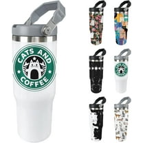 Cat Tumbler with Lid and Straw, 30oz Stainless Steel Cup, Insulated Funny Cat-Themed Gift for Women