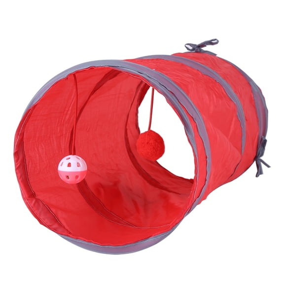 Cat Tunnel - 2-Color Kitten Playing Tube With Tinkle Bell And Plush For Pet Entertainment, Cat Tunnel Toy