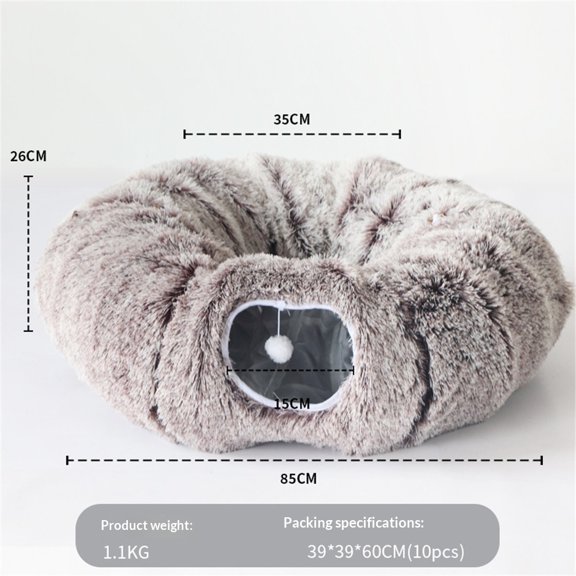 Cat Tunnel Bed - Christmas Tree Cat Tunnel, Cat Donut Tunnel with Soft Plush Circle Cushion for Indoor Cats Kitten Kitty Puppy Rabbit Ferret