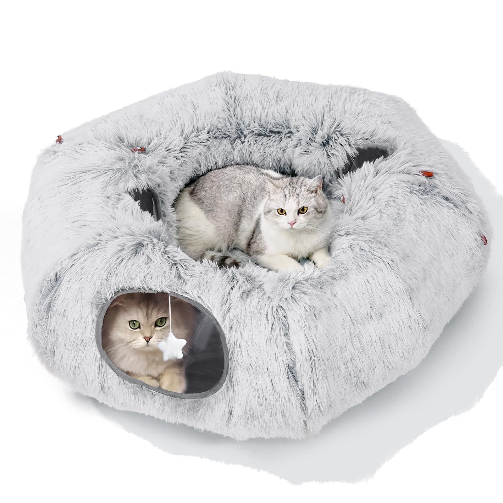 Cat Tunnel Bed For Indoor Cats  L Christmas Tree Skirts Washable Warm Soft Donut Multifunctional Interactive Playground Toys Felines Pet Decoration