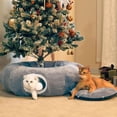 thumbnail image 1 of Cat Tunnel Bed for Indoor Cats 35.5 Inch XL Cat Donut Tunnels Cute Tubes Round Pet Play Tunnel Toy for Kitten Puppy Rabbit with Washable Circle Cushion Grey, 1 of 7