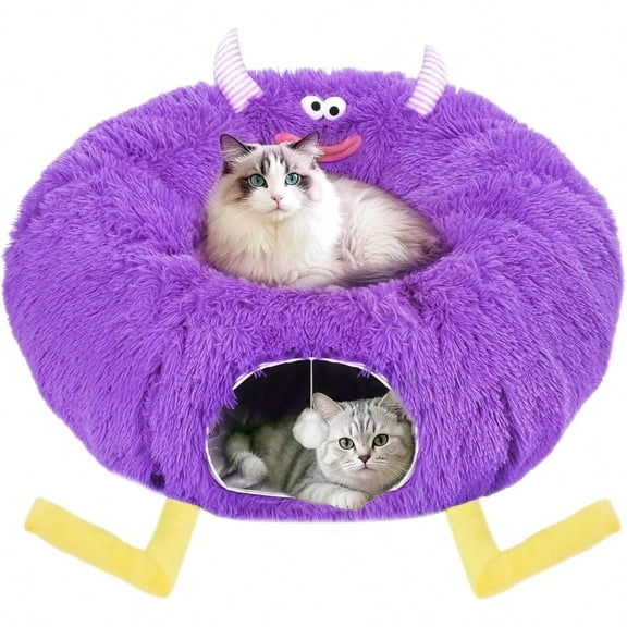 Cat Tunnel Bed For Indoor Cats Cute Cat Donut Tunnel With Washable Circle Cushion MultiPurpose Cat Bed Peekabo Cave Pet Playground Toys For Kittens Puppy Rabbit