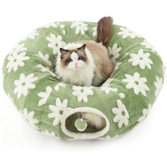 Cat Tunnel Bed with Soft Cushion, Cat Toys for Indoor Cats Enhance Bonding Between Pets and Owners, Encourage Exploration, and Satisfy Natural Instincts for Kittens, Dogs, and Rabbits