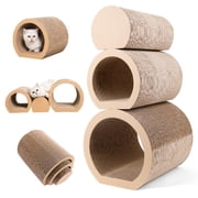 Cat Tunnel Bed, Three-in-One Cat Scratching Board Bed, Corrugated Cardboard Cat Scratching Board, Hide and Play DIY Cat Wheel, Suitable for Indoor Cat Supplies