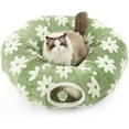 thumbnail image 1 of Cat Tunnel Bed for Indoor, Soft Plush Cat Donut Tunnel with Circle Mat, for Kitten Puppy Rabbit, Green, 1 of 7