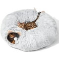 thumbnail image 1 of Cat Tunnel with Cat Bed for Indoor Cats, Under Christmas Tree Soft Plush oo Cat Cave Donut Tunnel, Multifunctional Playground Toys Hideplace for Kittens, Rabbit, Ferret (Grey), 1 of 16