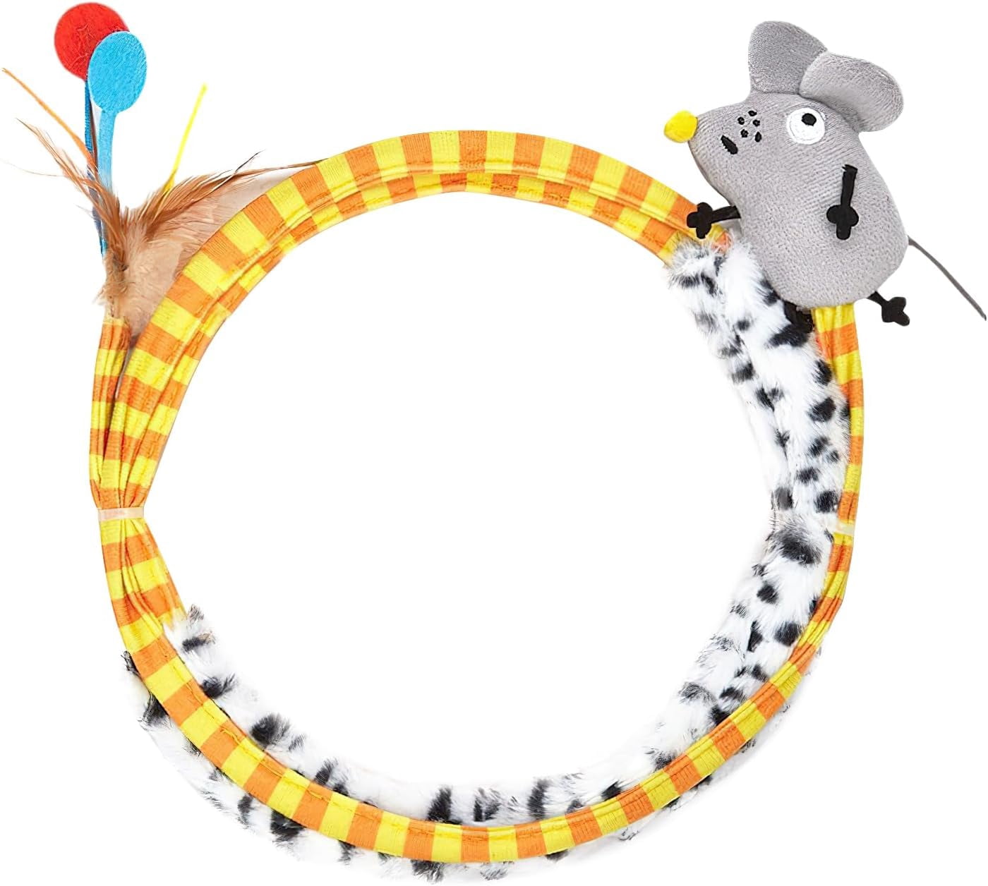Cat Tunnel, Cats Toys Collapsible Tunnel with Catnip and Feathers, Spring Cat Tunnels for Indoor Cat, Cat Hunting Tunnel Toy for Playing and Exercising, Mooipur (L)