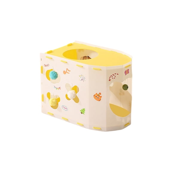 Cat Tunnel House for Indoor Cats, Foldable Multi-Functional Play Tunnel with Hanging Toys and Scratching Holes, Cat Cave Bed Tent, A