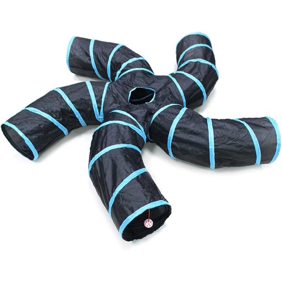 Cat Tunnel for Indoor Cats, 5 Way Cat Tubes and Tunnels Collapsible S-Shape Small Animal Tubes Kitty Tunnels Interactive Maze Cat Toy for Kitten Rabbit Ferret - 5 Way