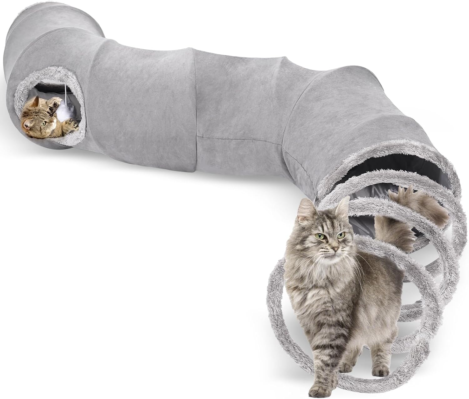 Cat Tunnel for Indoor Cats - 59x10Inches,Collapsible Play Tunnel ...