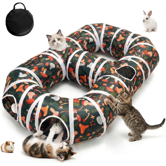 Cat Tunnel for Indoor Entertainment, Tear-Resistant Cat Play Tube with Play Ball, Collapsible Pet Tube with Interactive Peephole, Ideal for Outdoor Exercise for Kittens Puppies Rabbits (8-Shaped)