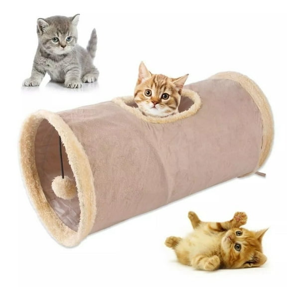Cat Tunnel Collapsible Durable Suede Play Tube for Indoor Cats Puppies Rabbits Interactive Pet Toy Activity Hideout