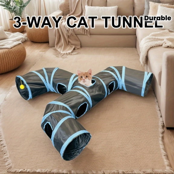Cat Tunnel Three Ways Foldable Cat Tunnel Pet Supplies Cat Y Pass Play Tunnel Breathable Drill Barrel Kitty Interactive Fun Toy