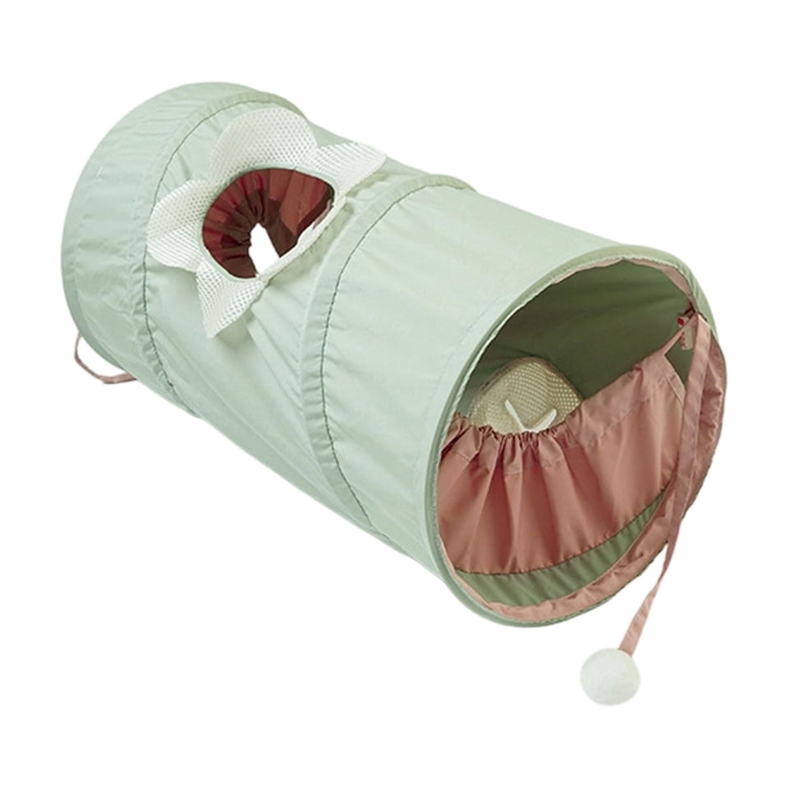 Cat Tunnel Toy, Foldable Mint Green, 1 Piece, for Indoor Cats Play and Rest