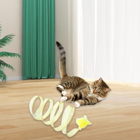 Cat Tunnel for Indoor Cats Large, Pet Interactive Toy with Feather Toy, Long Four Seasons Collapsible Playing Tent for Puppy Hiding Exercising Yellow