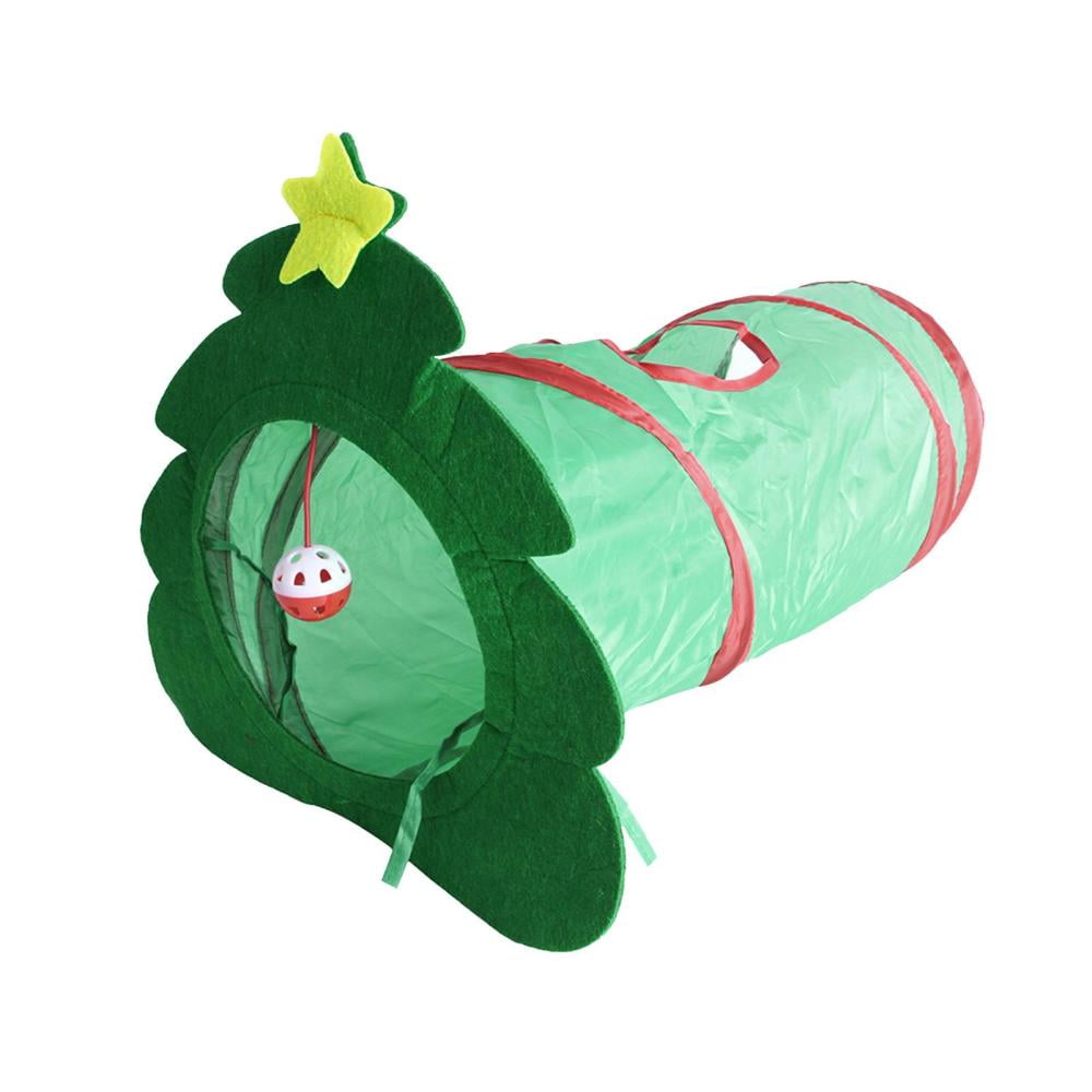 Cat Tunnels Expandable and Stable Christmas Tree Kitten Tunnel Collapsible Cat Tube for