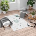 thumbnail image 1 of Cat Turkish Area Rug, Pets Moustache Bow Tie Hat Crown Fluffy and Fish Humor Faces Graphic, Soft Carpet for Living Room Decor with Distressed Look, 6.6' X 9.6', Pale Teal, by Ambesonne, 1 of 4