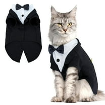 Cat Tuxedo Suit, Cat Halloween Costumes for Cats Only, Sphynx Cat Tuxedo Outfit Costume with Bow Tie, Kitten Formal Attire Wedding Birthday Onesie Clothes for Male Girl Hairless Cats