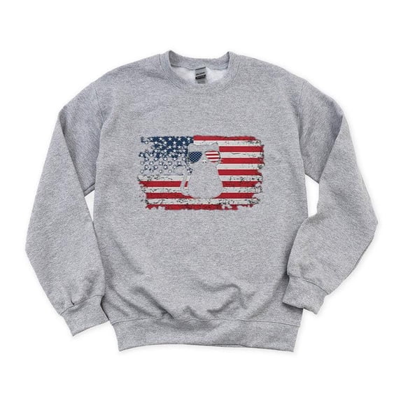 Cat USA Graphic 4th July Patriotic Feline Independence Animal Cute Art SweatShirt Unisex, up to 5XL
