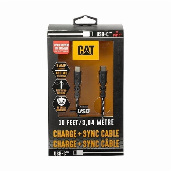 Cat USB Cable,Type C,10 ft,480 MBps CAT-USBC-USBC