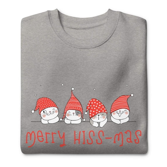 Cat Ugly Christmas Sweater Sweatshirt – Funny Holiday Crewneck Winter Pullover for Men Women
