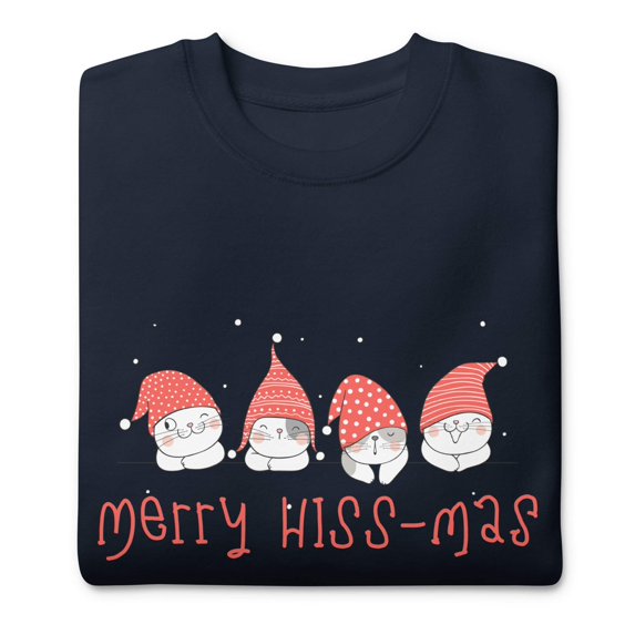 Cat Ugly Christmas Sweater Sweatshirt – Funny Holiday Crewneck Winter Pullover for Men Women