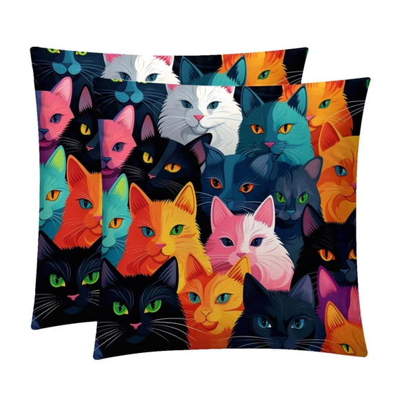 Cat with Unique Patterns - Set of 2 for Pillows Covers - Available in 16x16, 18x18, 20x20 Inches - Great for Throw Pillow Covers - Versatile for Various Occasions