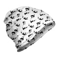 thumbnail image 1 of Cat Unisex Beanie, Chasing After Yarn Balls, Hiking Outdoors, Black White, by Ambesonne, 1 of 1