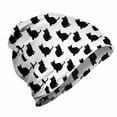 thumbnail image 1 of Cat Unisex Beanie, Playful Black Kittens, Hiking Outdoors, Black White, by Ambesonne, 1 of 1