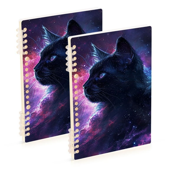 Cat Universe Ring Binder Notebook Journey Note Diary College Ruled Spiral Notebook Study Loose Leaf Paper A5 60 Pages