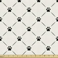 thumbnail image 1 of Ambesonne Cat Fabric by the Yard Upholstery, Checkered with Paw Prints, 1 Yard, Cream Black, 1 of 4