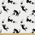 thumbnail image 1 of Cat Upholstery Fabric by the Yard, Domestic Animals Chasing After Yarn Balls Jumping Playful Kitties Feline Fun, Decorative Fabric for DIY and Home Accents, 2 Yards, Black White by Ambesonne, 1 of 4