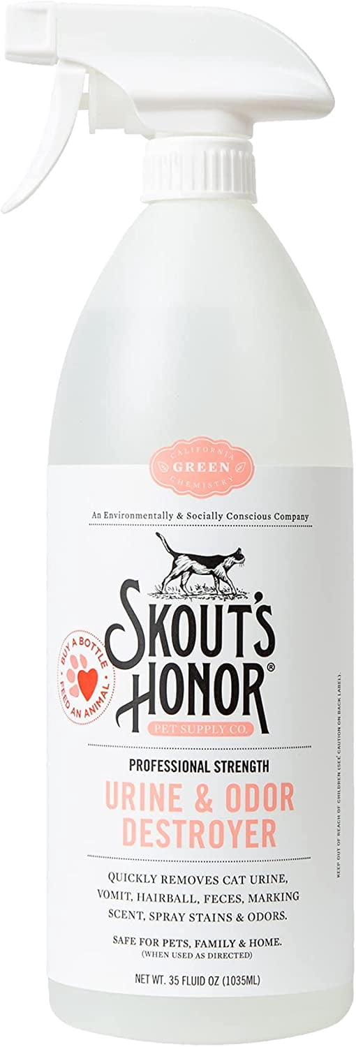 Cat Urine & Odor Destroyer - Professional Strength, Plant-Powered, Cruelty-Free Urine Eliminator for Carpets and Indoor Living Spaces, 35 oz.