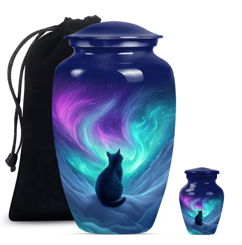Cat Urn, Large Urns for Human Ashes, Urn for Ashes for Women, Keepsake Urns Human Ashes, Cremation Urns for women, Urn for Ashes for Men(Size - 10inch 1Pcs, 3inch 1Pcs)