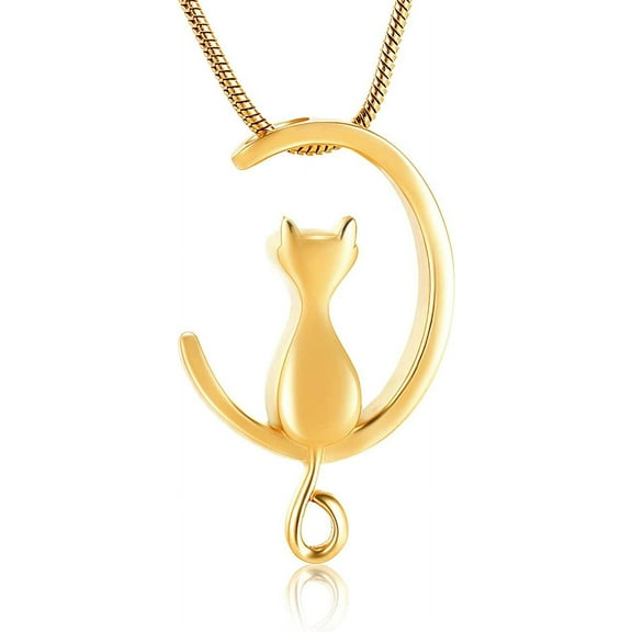 Cat Urn Necklace for Ashes Animal Pet Keepsake Memorial Pendant Ash Holder Cremation Jewelry for Ashes