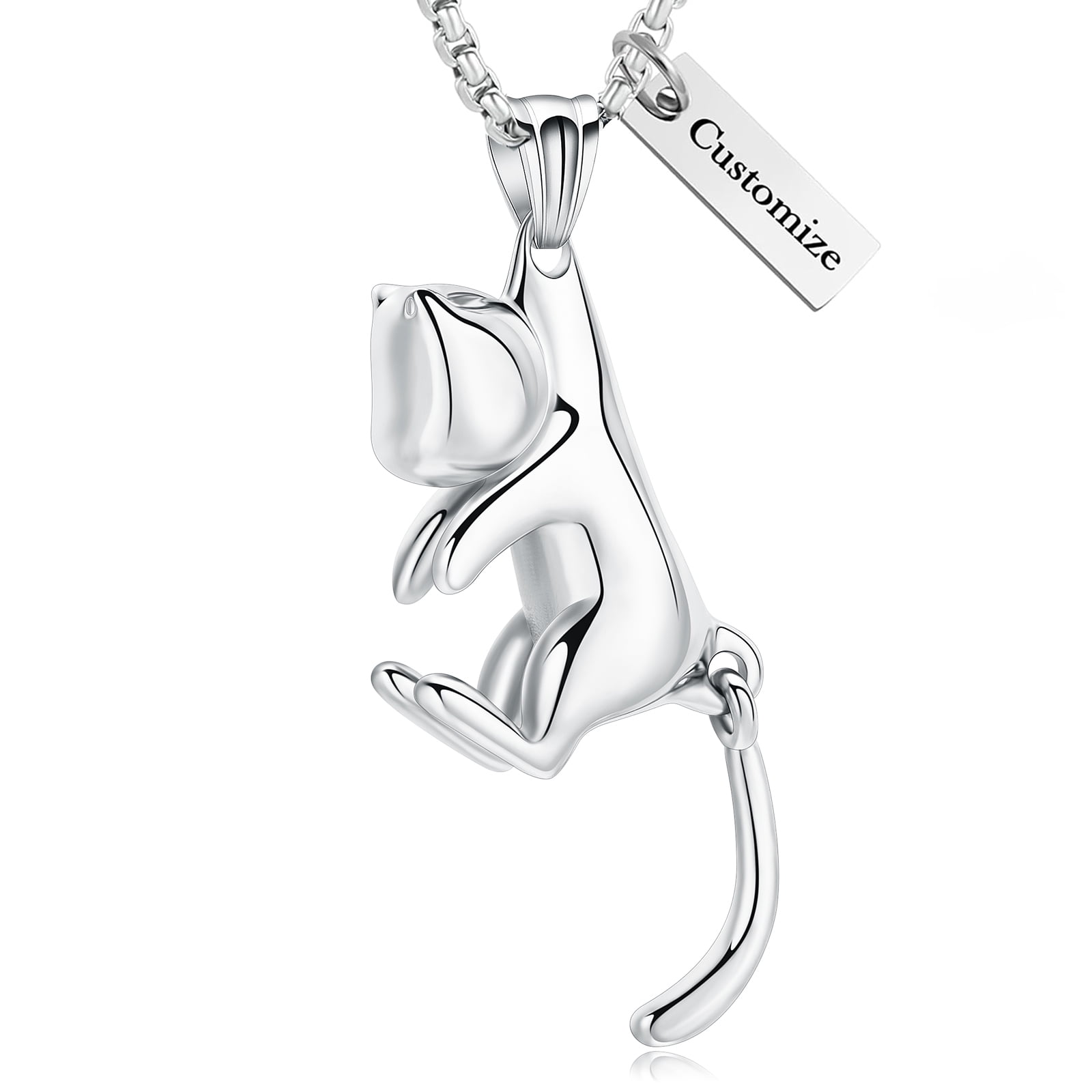 Cat Urn Necklace for Ashes Pet Cremation Keepsake Necklace Memorial Jewelry Gift for Women