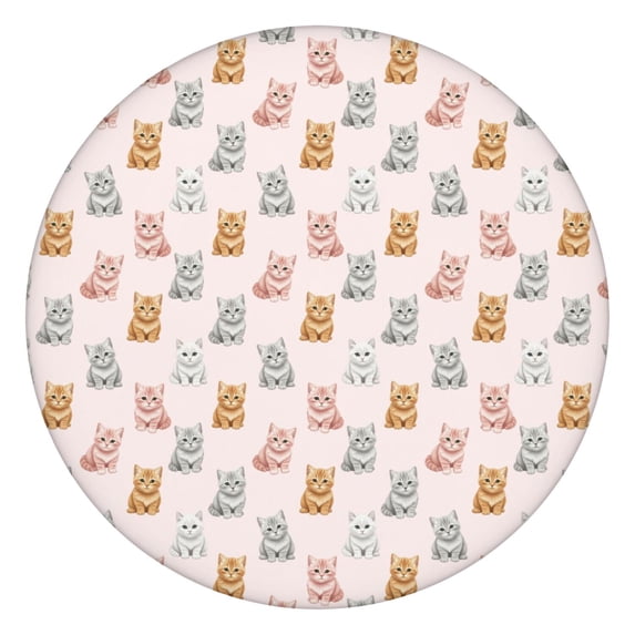 Cat Variety Color Pink Pattern Round Elastic Tablecloth, 36-44 Inch ...