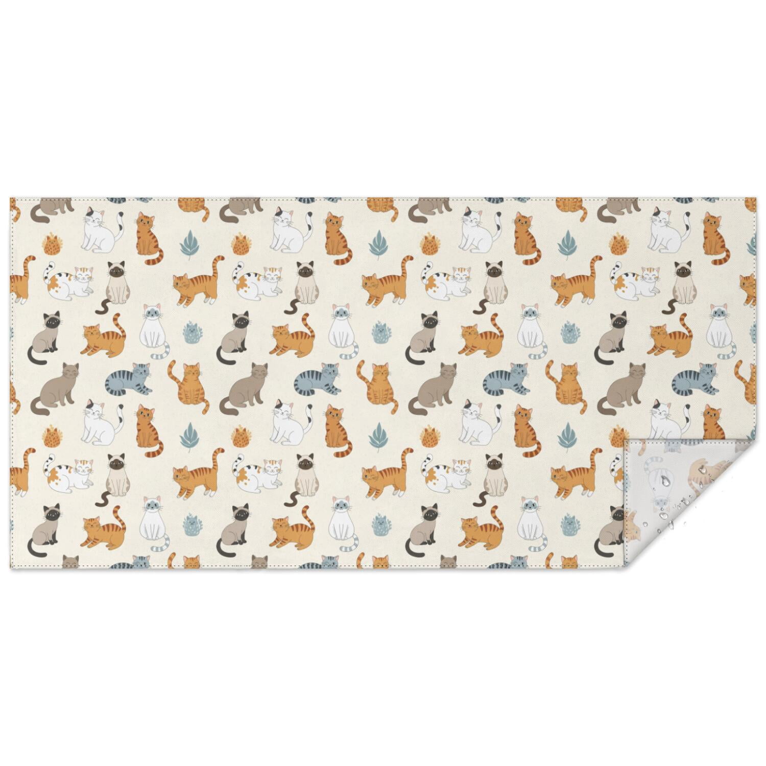 Cat Variety Leaf Beige Pattern Rectangular Tablecloth 60x120 Inch ...