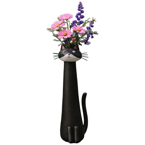 Cat Vase Resin Kitty Planter for Flowers Whimsical Decor Animal Planter Pot for Home Decor Cat C